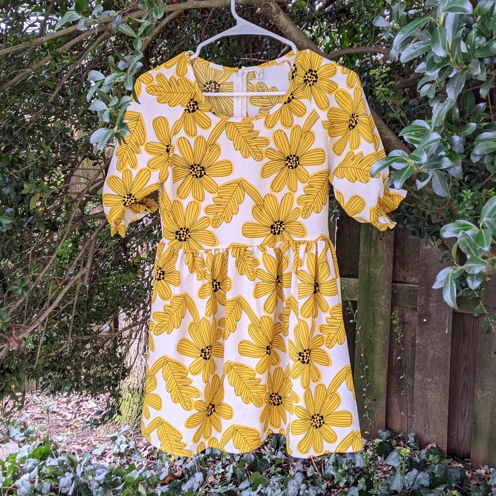 Bright Yellow Floral Dress